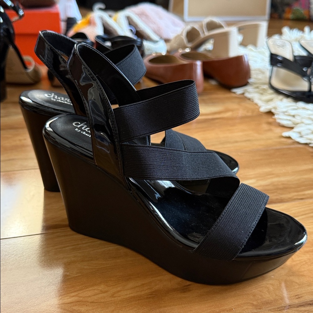 Charles by charles david Glossy Black Wedge Sandals - Picture 10 of 10
